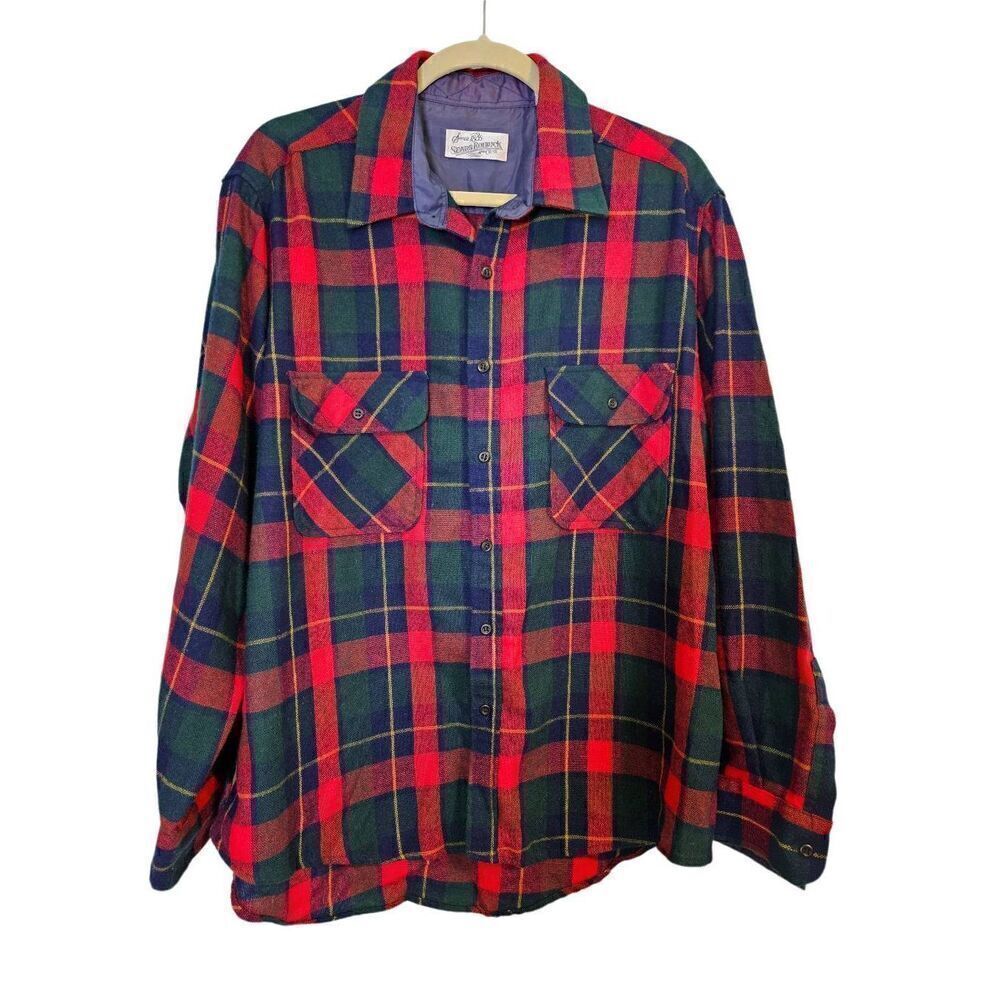 Sears Roebuck Co mens vintage plaid shirt. Size XL.